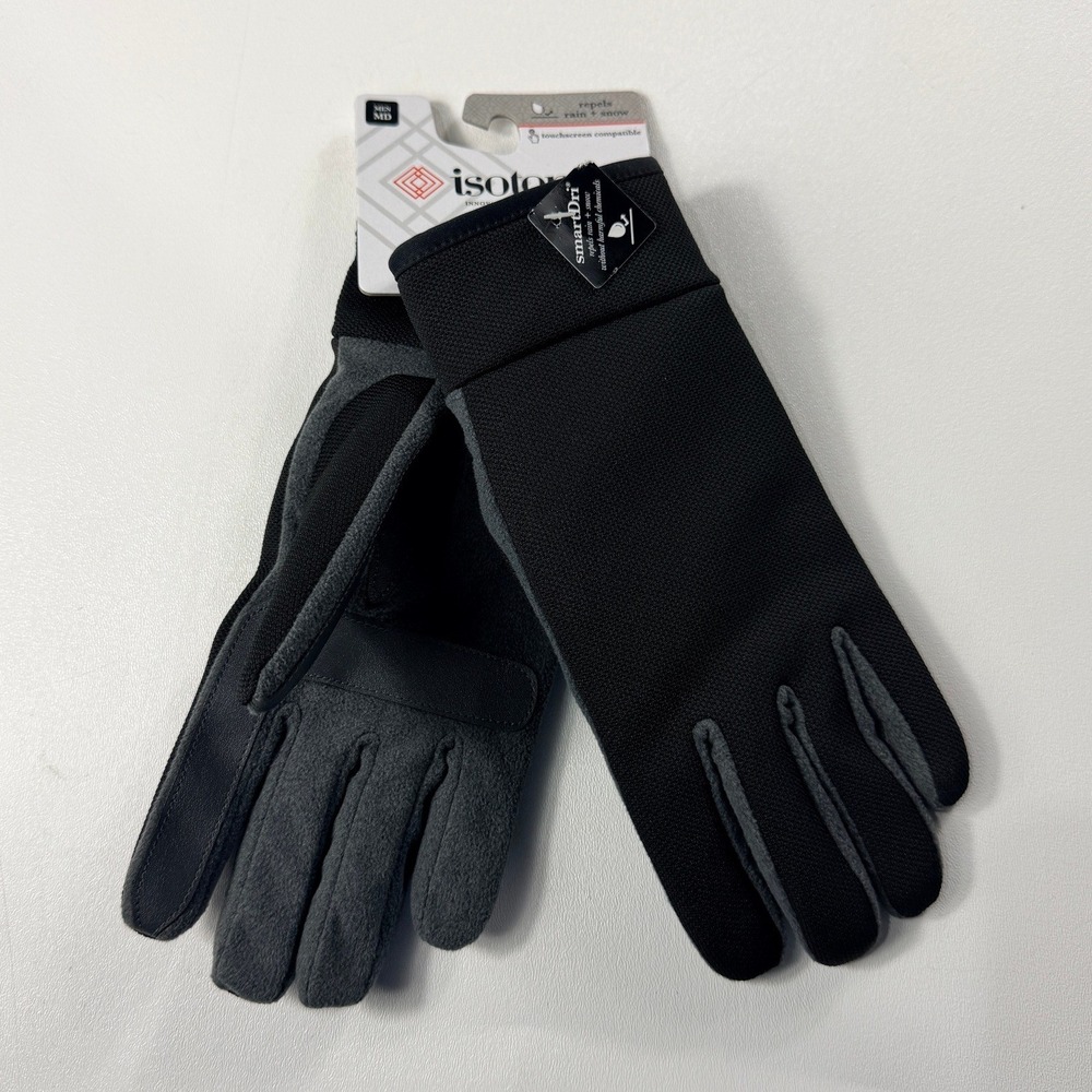 Isotoner Mens SmartDri smartTouch Tech Gloves Dark Charcoal Medium A709K6 NWT